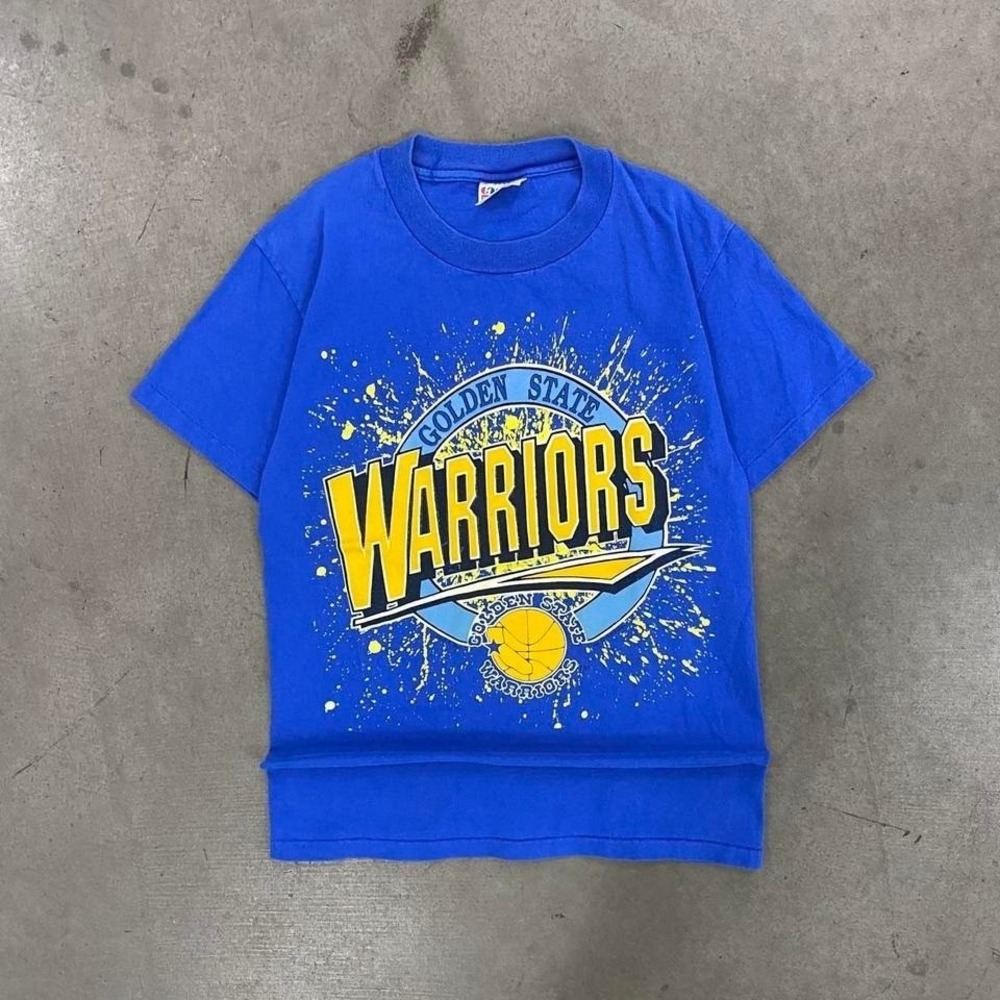 Vintage 1990 Golden State Warriors Paint Splatter NBA Basketball Tee‎ Shirt S